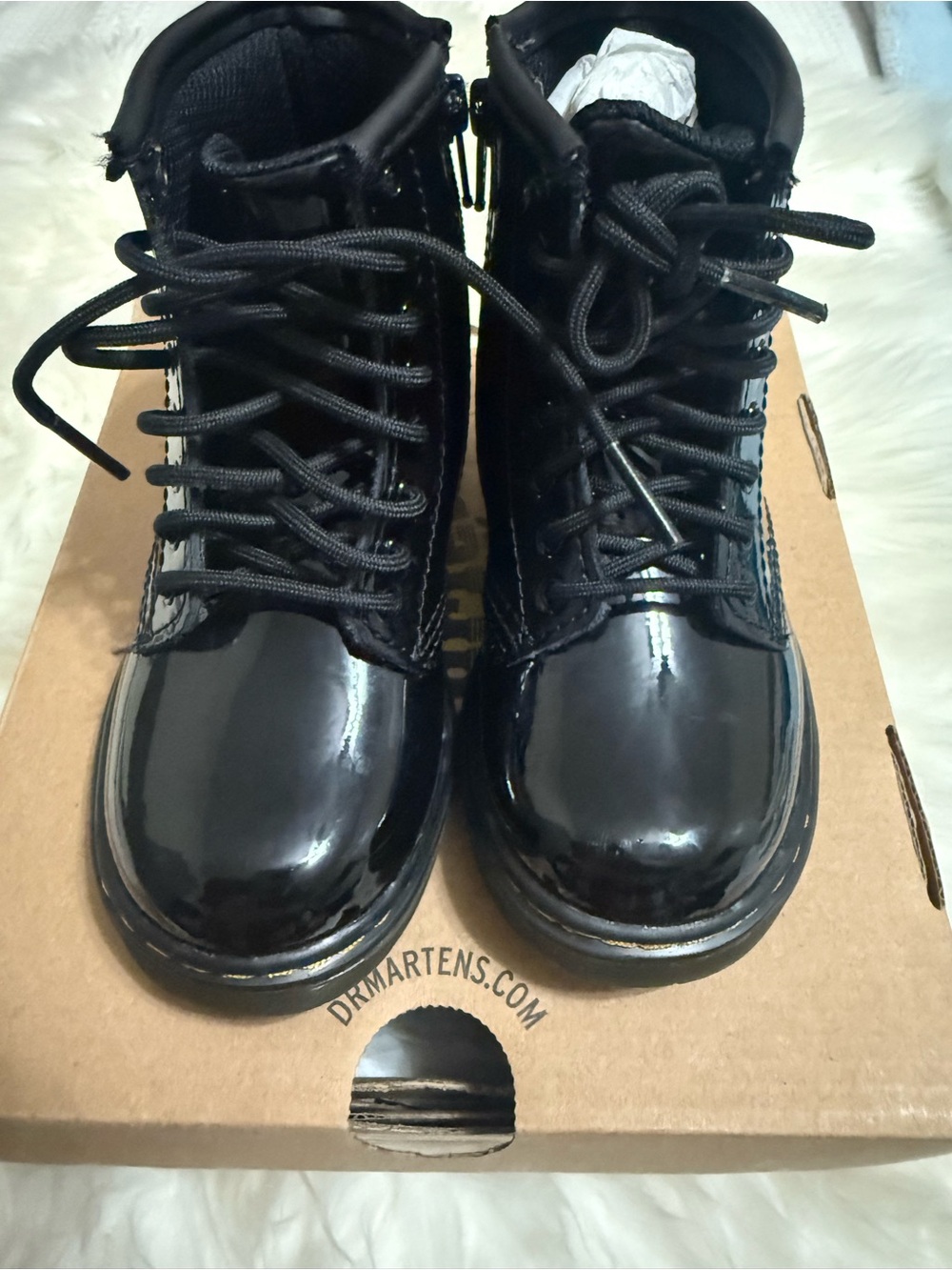 Dr. Martens Kids Black Patent Leather Lace-Up Boots - Picture 8 of 8